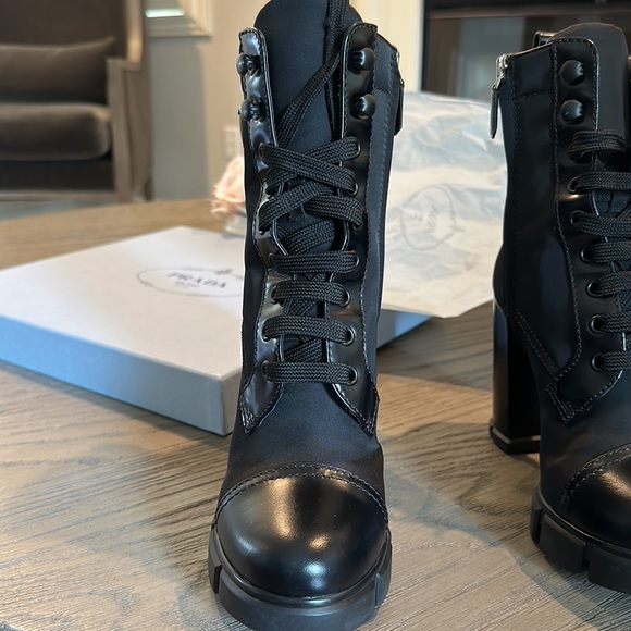 Prada Brushed leather and nylon booties fits size 5.5 / 36 EU black - Picture 4 of 17